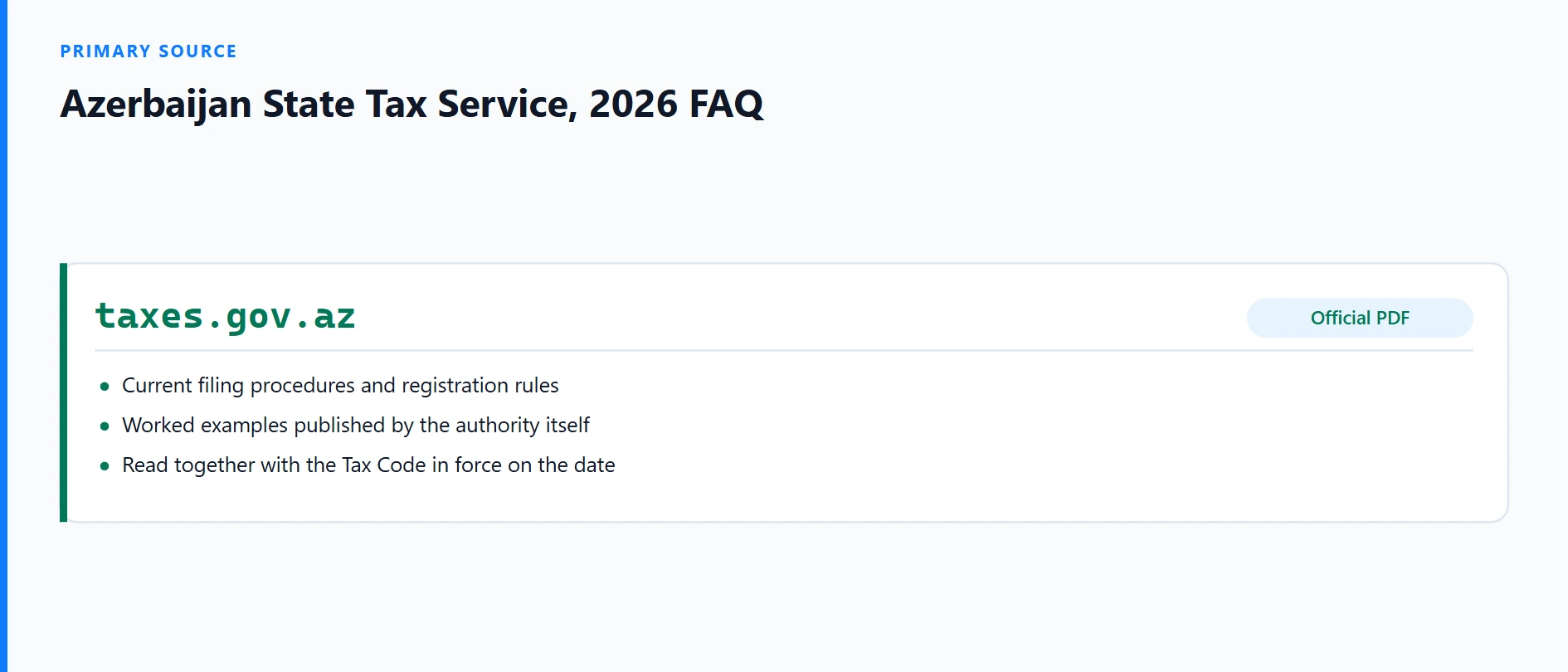 Azerbaijan Tax Service 2026 FAQ