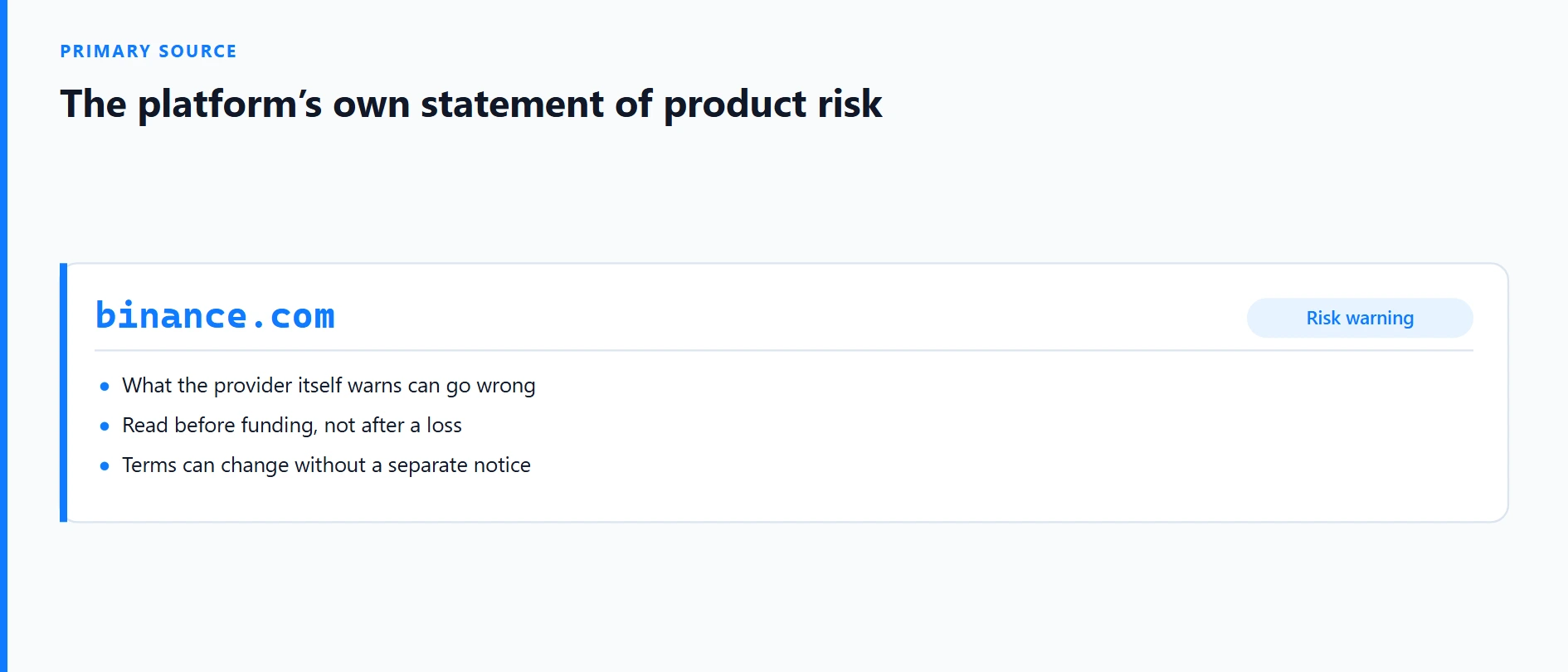 Binance Risk Warning