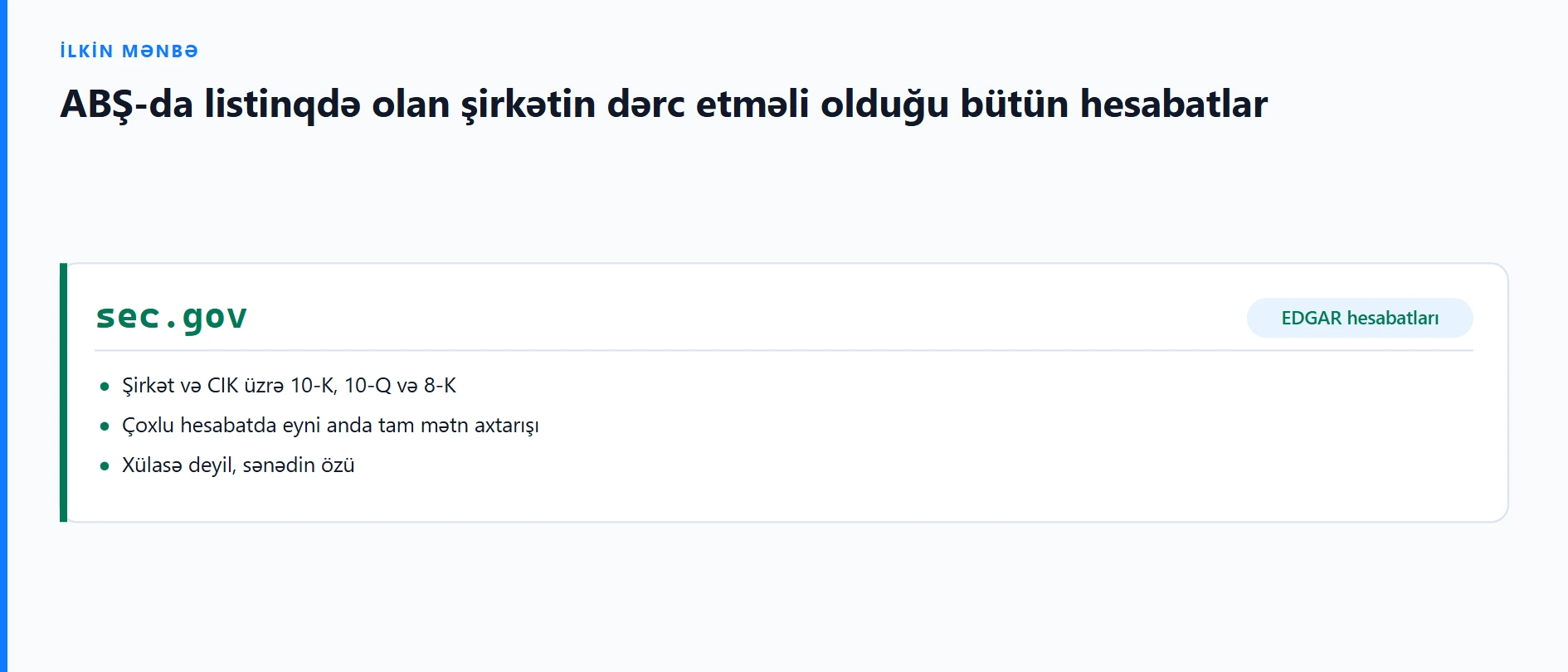 SEC EDGAR şirkət hesabatları